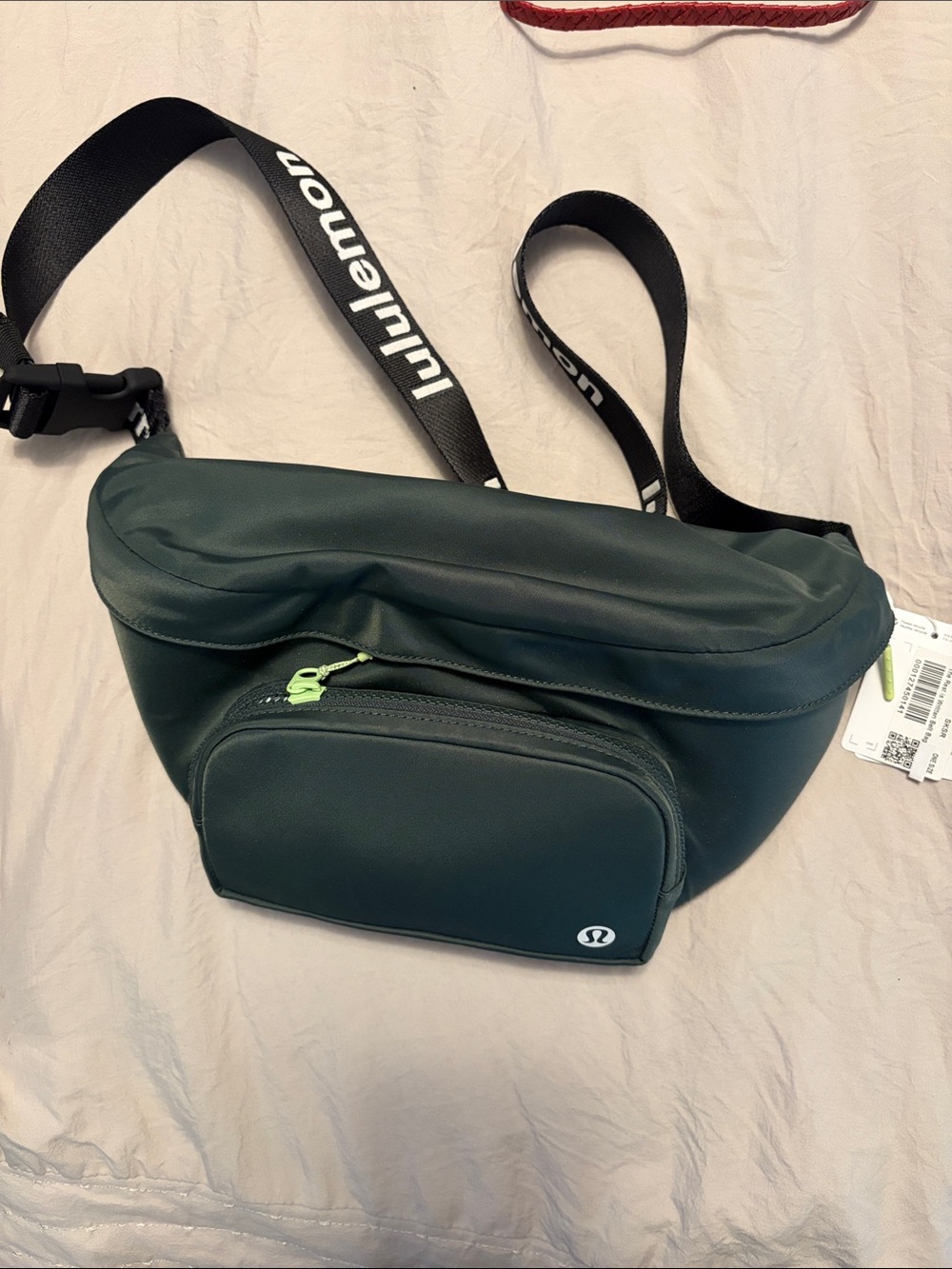 lululemon athletica Forest Green  Belt Bag with Black Branded Strap